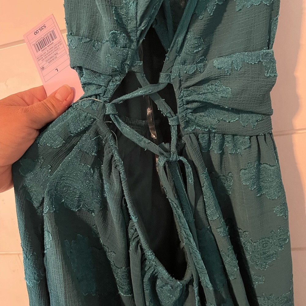BNWT beautiful dark turquoise open back dress size Large - Picture 7 of 11